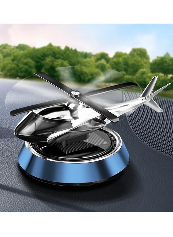 ELTRAZONE Blue Helicopter Solar-Powered Car Air Freshener – Rotating Aromatherapy Ornament with Aviation Alloy Build – Dashboard Decor & Air Purifier for Car, Home, or Office - Image 1