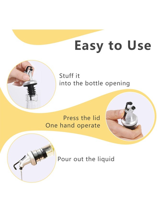 4 قطع من فوهة صب الزيت، فوهة سدادة زجاجة زيت الزيتون، موزع مانع للتسرب لصب النبيذ لزجاجات الخل وزجاجات السلطة وزجاجات النبيذ والمشروبات الروحية وفوهة صب السرعة - Image 3