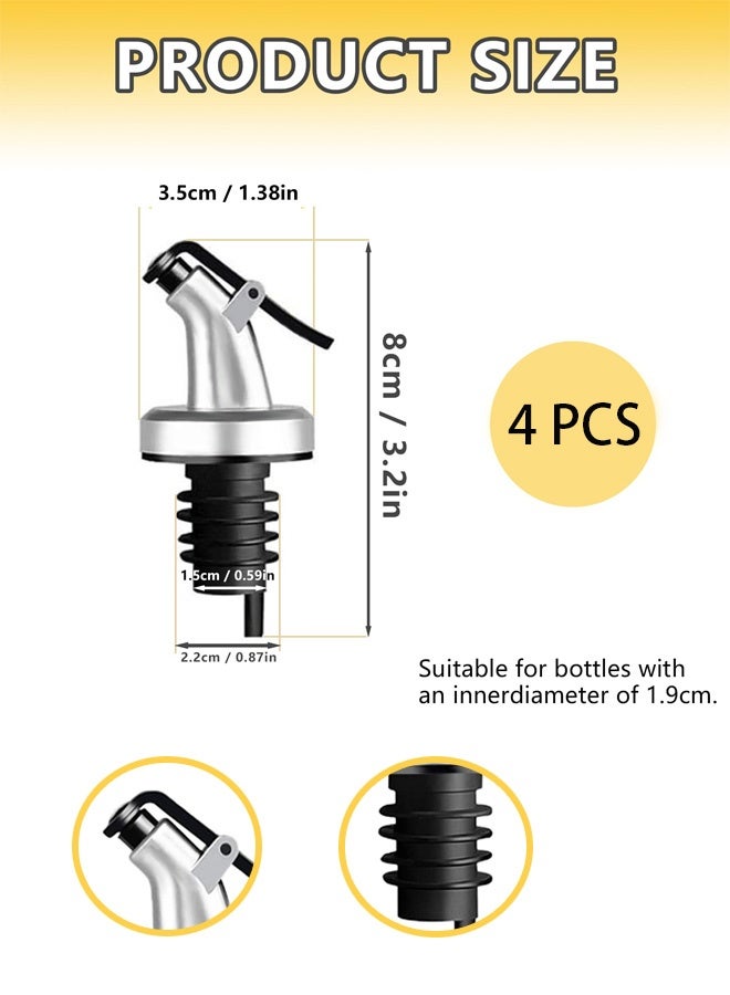 4 قطع من فوهة صب الزيت، فوهة سدادة زجاجة زيت الزيتون، موزع مانع للتسرب لصب النبيذ لزجاجات الخل وزجاجات السلطة وزجاجات النبيذ والمشروبات الروحية وفوهة صب السرعة - Image 2