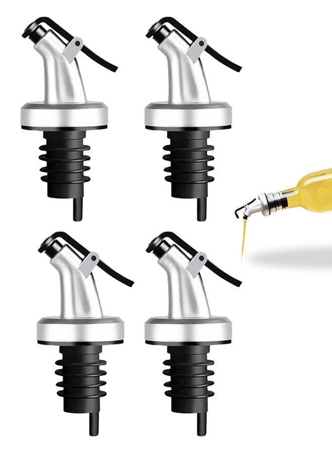 4 قطع من فوهة صب الزيت، فوهة سدادة زجاجة زيت الزيتون، موزع مانع للتسرب لصب النبيذ لزجاجات الخل وزجاجات السلطة وزجاجات النبيذ والمشروبات الروحية وفوهة صب السرعة - Image 1