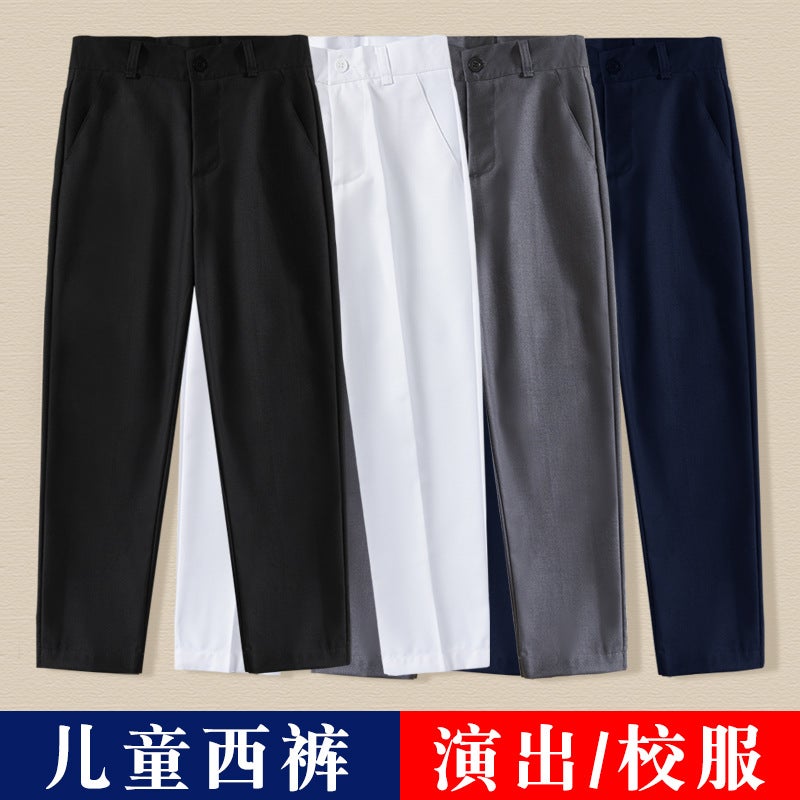 Children'S Trousers Boys Black Suit Pants For Middle And Large Children And Primary School Pants White Trousers Dark Blue School Uniform Pants - Image 2