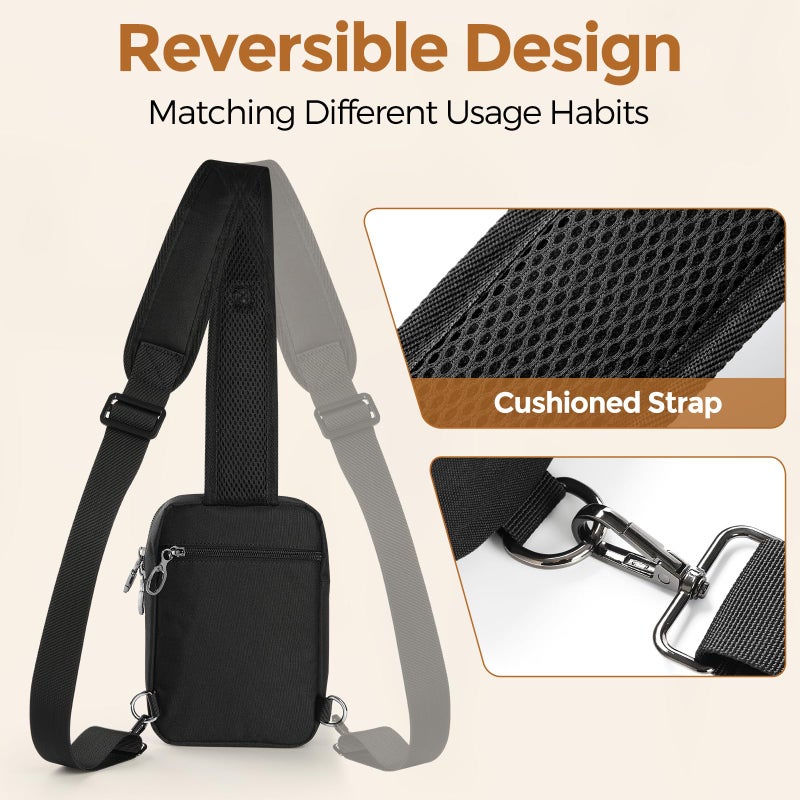 VADOO Small Sling Bag for Men, Tactical Crossbody Bag with Zipper Lock, RFID and Molle System for Travel Work Outdoor - Image 5
