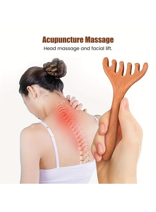 Sandalwood Scalp Massage Comb Set 5PCS For Head Face Neck Body - Image 1
