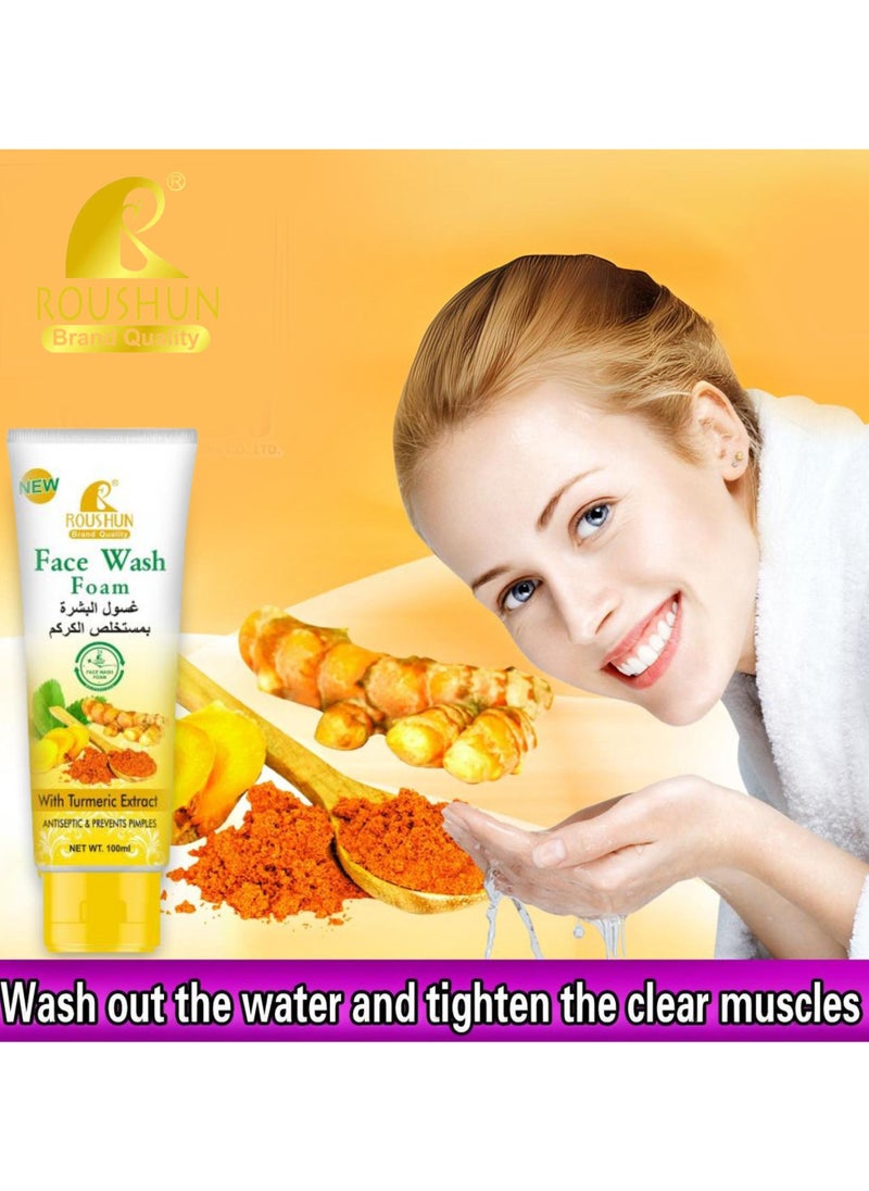 D Beauty - 100ML Turmeric Face Wash Foam, Dark Spot Clearing & Boosts Skin Radiane, Facial Wash with Turmeric Extract Antiseptic Prevents Pimples, Acne, Leaving Skin with Natural Glow, All Skin Type Men & Women - Image 1