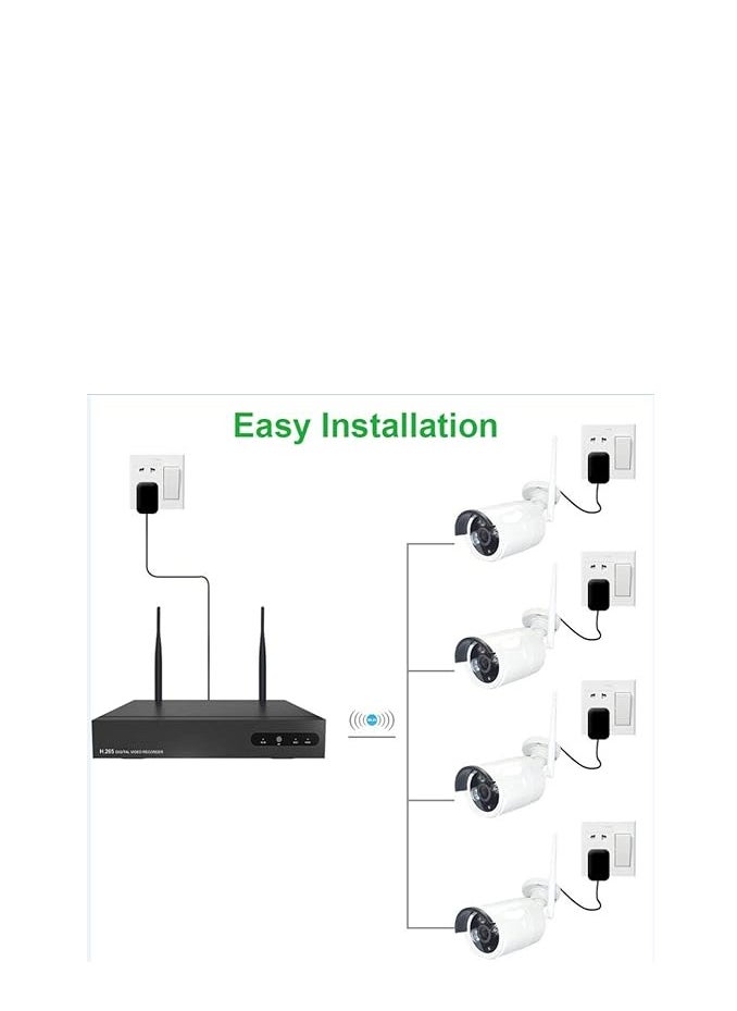Generic - Bullet Camera Video Surveillance WiFi Aottom 8CH Video Surveillance WiFi Surveillance Cameras - 8ch NVR Kit + 4pcs 720P Camera, Night Vision, Motion Detection, E-mail Alarm, P2P, No HDD - Image 1