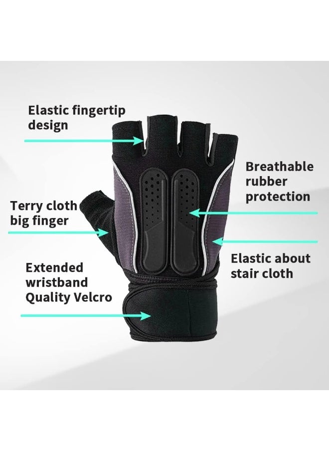 Halamine Weight Lifting Gloves, Workout Gloves for men and Women, Cycling Gloves with non-slip Silicone & Wrist Support Adjustable Velcro Strap, Suitable for Fitness Training Weightlifting One Size  - Image 2
