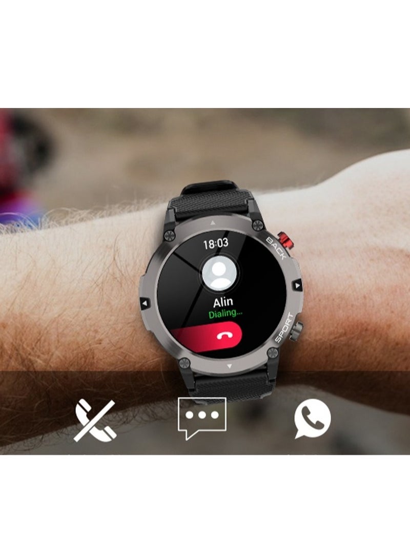 AROAQ Smart Watch Code21 With Bluetooth Calling, Fitness Tracker With Heart Rate Monitor, Multifunctional Waterproof Sleep Smart Watch For Men, Black shell (three black + black silicone) - Image 3