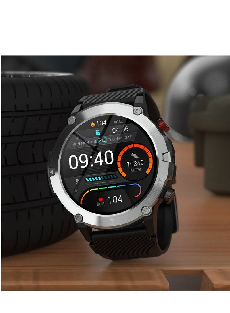 AROAQ Smart Watch Code21 With Bluetooth Calling, Fitness Tracker With Heart Rate Monitor, Multifunctional Waterproof Sleep Smart Watch For Men, Black shell (three black + black silicone) - Image 2