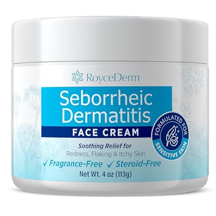 Roycederm Seborrheic Dermatitis & Psoriasis Face Cream – Steroid-Free Moisturizer for Redness, Flaking & Sensitive Skin – Face, Scalp & Body Daily Relief – Fragrance-Free, Non-Greasy, 4 oz - Image 1