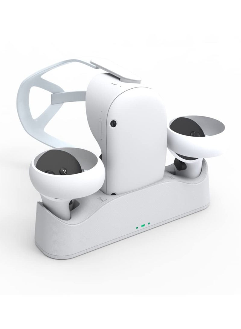 SOLARAE Charging Dock Set for Oculus Quest 2, Includes 2 Rechargeable Batteries and Covers, Support Magnetic Dual Controller Charging Headset and Grip - Image 1