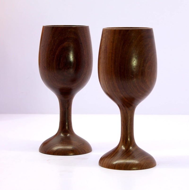 KLEO Wooden Wine Glass Goblet Champagne Flutes Coupes Glasses Set of 2250 ml Wood 69 Inches Height Brown - Image 5