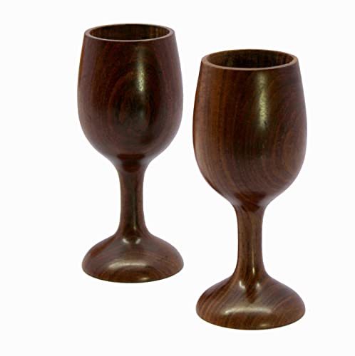 KLEO Wooden Wine Glass Goblet Champagne Flutes Coupes Glasses Set of 2250 ml Wood 69 Inches Height Brown - Image 3
