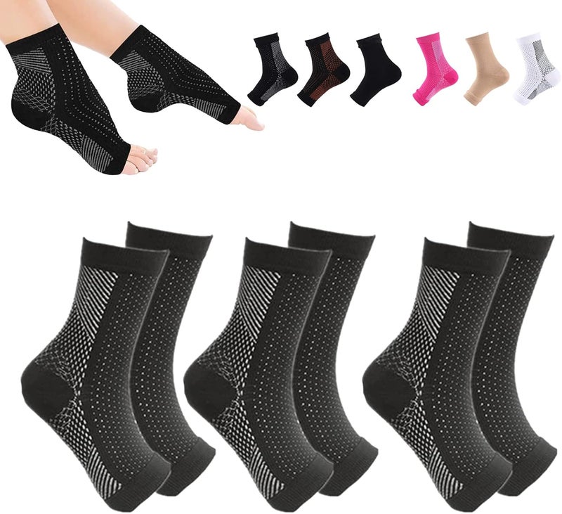 Soothesocks for Neuropathy, 3/6Pairs Soothe Socks Compression, Ankle Compression Socks 3pairs Black-a - Image 1