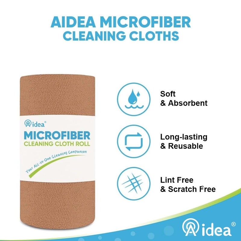 AIDEA Microfiber Cleaning Cloth Roll, 50PK, Reusable Paper Towels Tear Away Cloth, Microfiber Towels Washable Shop Rags, Lint Free Cleaning Rags for House, Kitchen, Window, 11.5"Ã—11.5", Coffee - Image 3