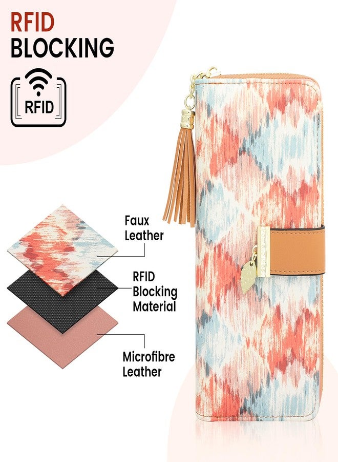 Pomelo Best RFID Wallets for Women with Multiple Card Slots and Cellphone Compartment, Womens Wallet(Pink Rattan) - Image 4