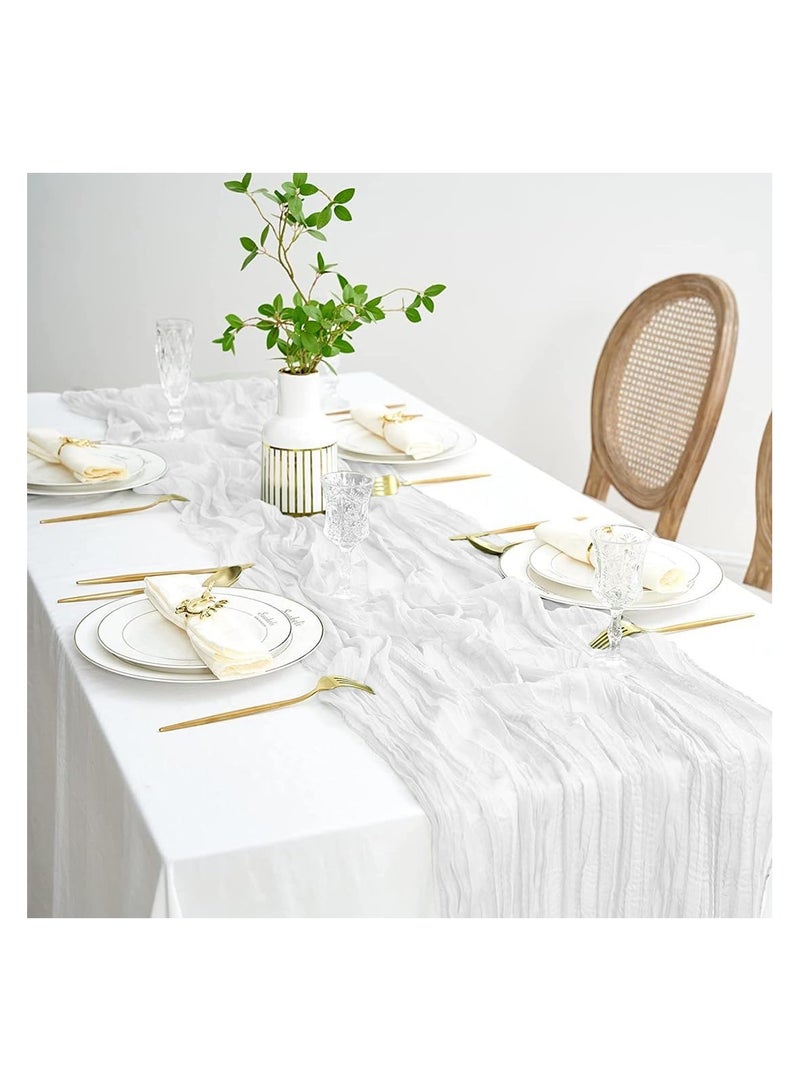 DELGREEN Crumpled Gauze Table Runner, Suitable For Wedding Decoration Holiday Party Reception Decoration, 90cm*400cm white - Image 5