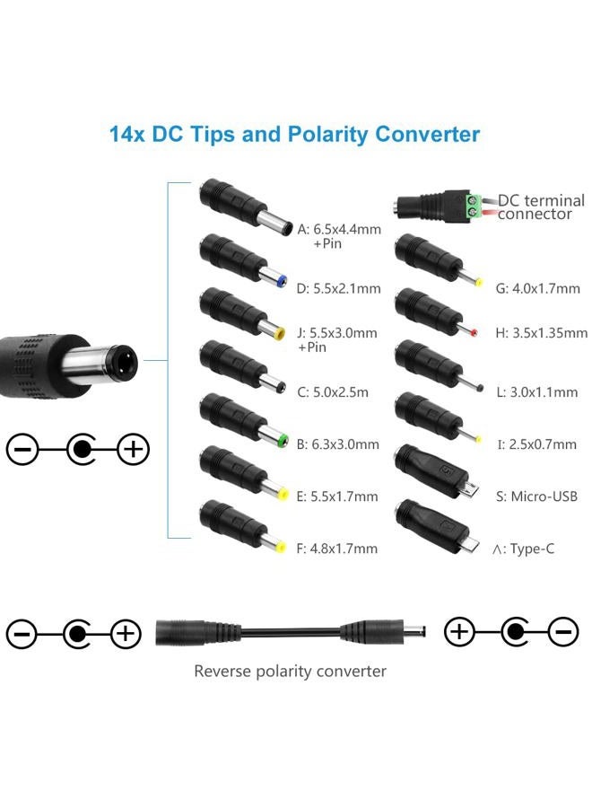 SHNITPWR 30W Universal Power Supply 3V 4.5V 5V 6V 7.5V 9V 12V Adjustable Variable AC/DC Adapter with 5V 2.1A USB Port, 100V-240V AC to DC 3V~12V Converter 0.5A 1A 1.2A 1.5A 2A 2.5A Max with 14 Tips - Image 4