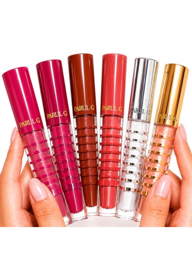 Parul Garg Beauty Gloss Collection Pack of 6 | Tinted, Clear & Diamond Shimmer Lip Glosses | Non-Sticky High Shine Finish | SPF 20 & Vitamin E - Image 1