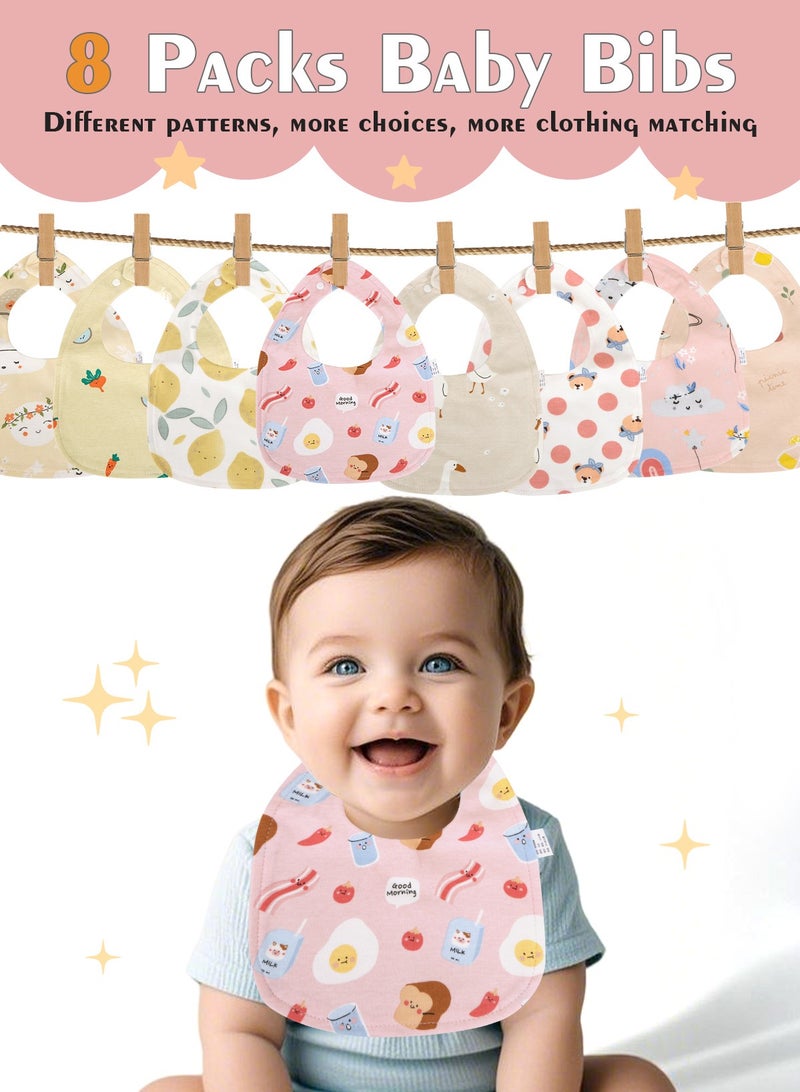 أوربازار 8 عبوات من مرايل التنقيط، مرايل التسنين الناعمة المصنوعة من القطن للأطفال، مرايل مقاومة للماء تفرز اللعاب (متعددة الألوان). - Image 3