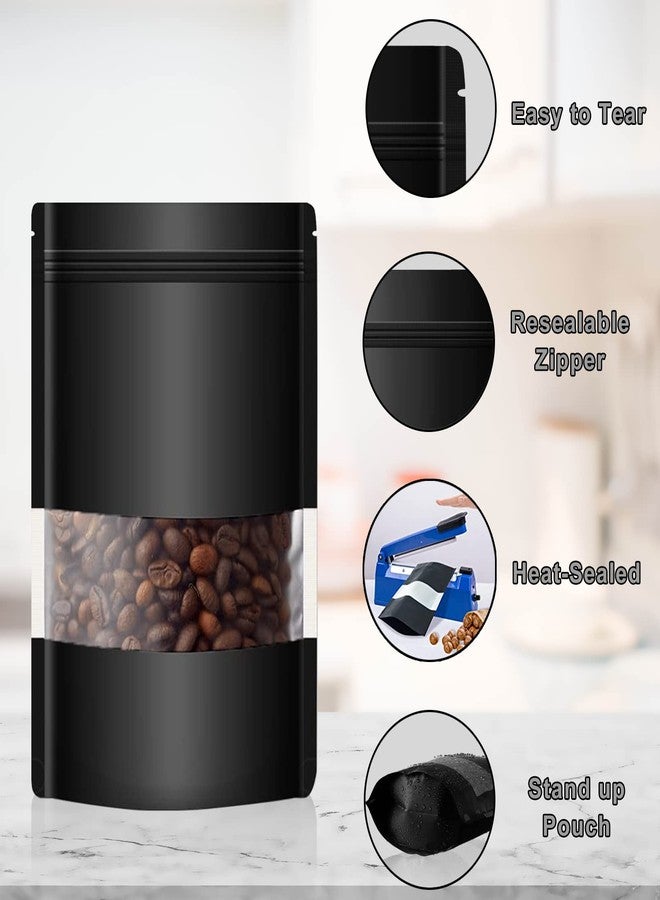 Arsmat 100 Pieces Resealable Mylar Bags, Stand Up Smell Proof Bags with Matte Window, Zipper Lock Foil Pouch Packaging (Black, 4 X 6 Inch) - Image 2