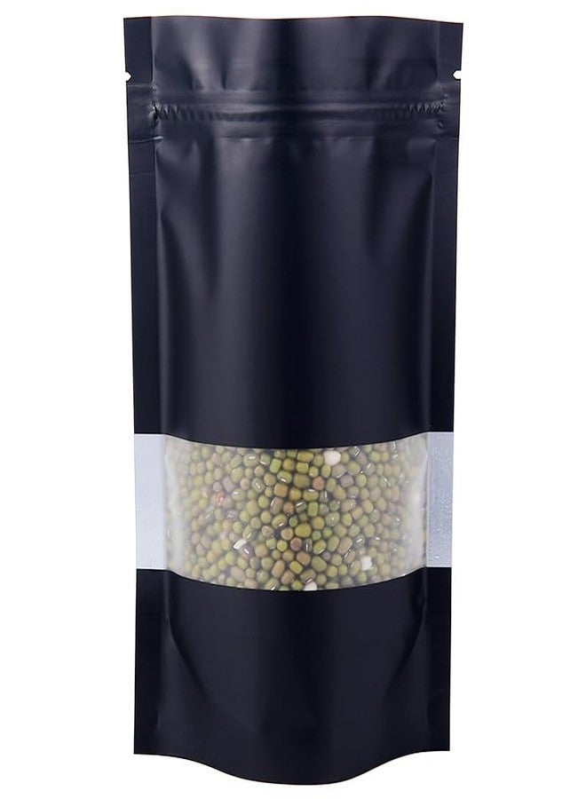 Arsmat 100 Pieces Resealable Mylar Bags, Stand Up Smell Proof Bags with Matte Window, Zipper Lock Foil Pouch Packaging (Black, 4 X 6 Inch) - Image 1