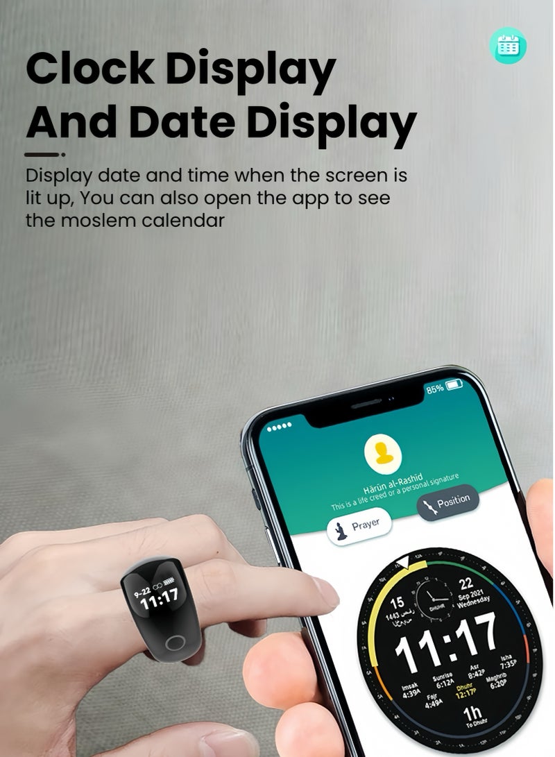 Tasbih Zikr Smart Ring with Digital Prayer Counter Qibla Direction  Reminder Islamic Gift for Ramadan  Eid Portable Zikr Ring with App for Muslims - Image 3