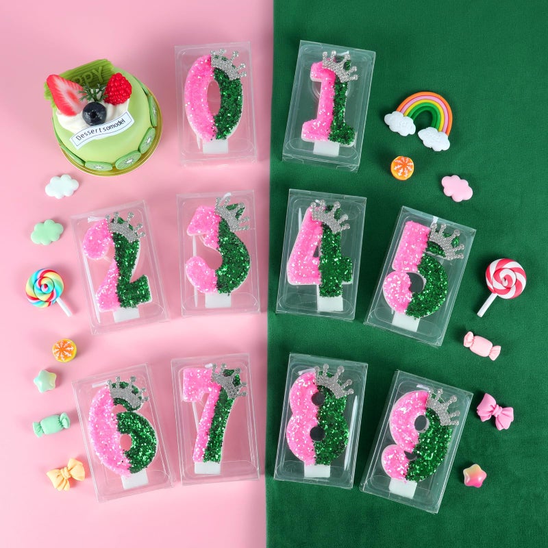 AKURIEEY Wicked Birthday Candle Crown Number 6 Candle Pink and Green 6th Birthday Cake Topper Cupcake Decorations Wicked Themed Party Decor Anniversary Celebrations Supplies - Image 5