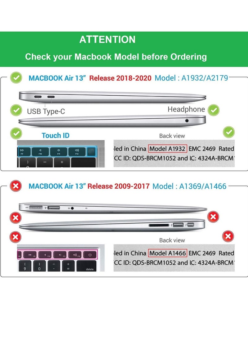من الصعب تغطية حالة الهاتف الخليوي ، متوافق مع ماك بوك اير الجديد 13 بوصة a2337 ( M1 ) a2179 a1932 ( 2018 2019 2020 2021 2022 الإصدار ) مع لمسة معرف عرض شبكية العين ( ماتي أبيض ) - Image 3