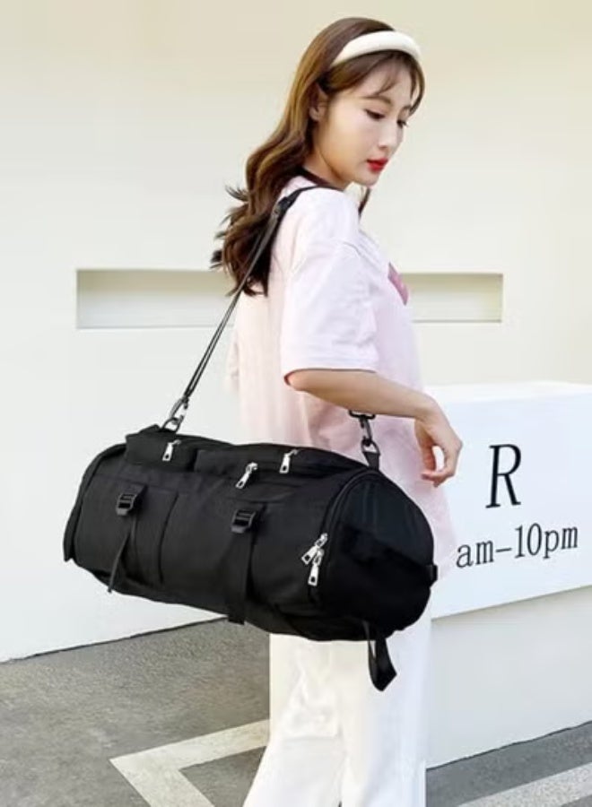 م اكس م حقيبة سفر دافل للمشي لمسافات طويلة (3 في 1) حقيبة ظهر لليد والكتف، حقائب رياضية مقاومة للماء للرجال والنساء بسعة كبيرة (أسود) - Image 2