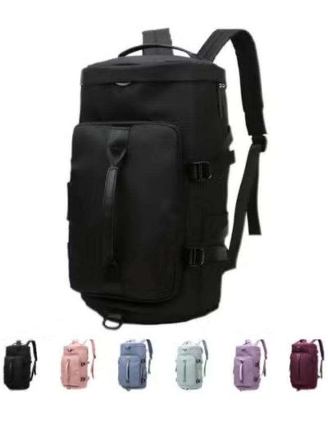 م اكس م حقيبة سفر دافل للمشي لمسافات طويلة (3 في 1) حقيبة ظهر لليد والكتف، حقائب رياضية مقاومة للماء للرجال والنساء بسعة كبيرة (أسود) - Image 1