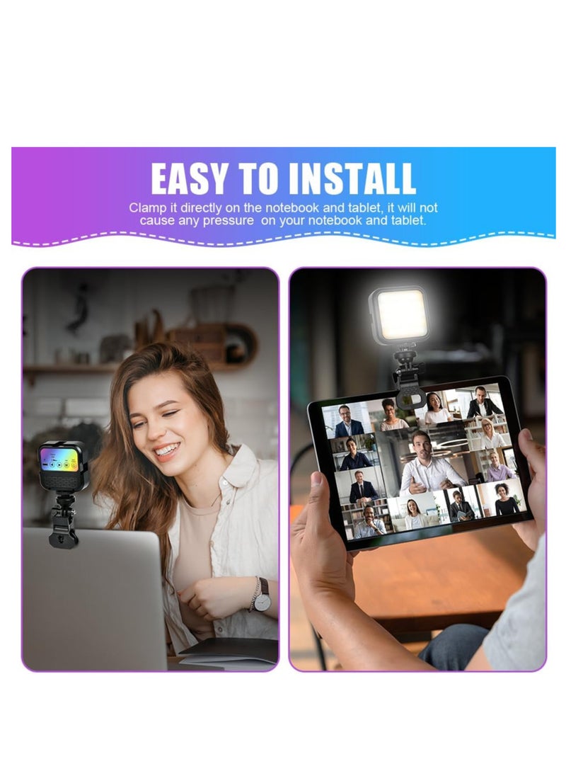 RGB Video Light, Camera Light, 360° Full-Color LED Video Light, Video Conference Lighting Kit, 2500K-7000K Dimmable Rechargeable Photography Fill Light for Vlogging Photography Video Conference  - Image 4