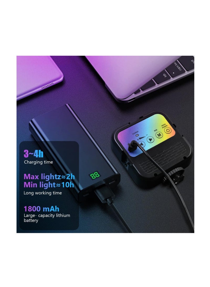 RGB Video Light, Camera Light, 360° Full-Color LED Video Light, Video Conference Lighting Kit, 2500K-7000K Dimmable Rechargeable Photography Fill Light for Vlogging Photography Video Conference  - Image 3