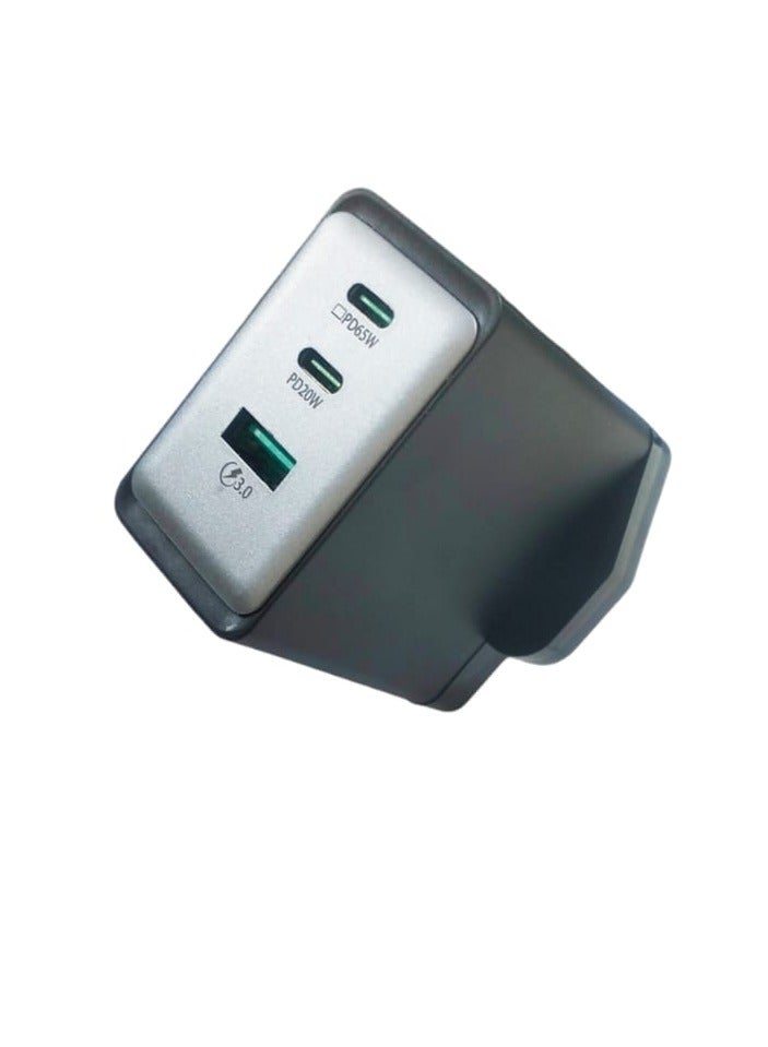 كيندو شاحن حائط عالمي 100 واط (2 منفذ Type-C PD65w/PD20w + USB 3.0) - Image 1