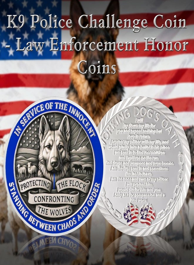 ASmileIndeep Police K9 Challenge Coin, Thin Blue Line Working Dog Police Commemorative Coin - Honoring Police Law Enforcement Challenge Coins Collectible Appreciation Gifts - Image 2