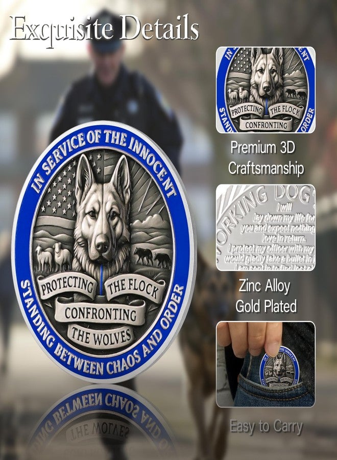 ASmileIndeep Police K9 Challenge Coin, Thin Blue Line Working Dog Police Commemorative Coin - Honoring Police Law Enforcement Challenge Coins Collectible Appreciation Gifts - Image 3