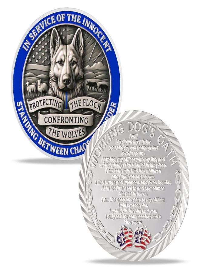 ASmileIndeep Police K9 Challenge Coin, Thin Blue Line Working Dog Police Commemorative Coin - Honoring Police Law Enforcement Challenge Coins Collectible Appreciation Gifts - Image 1