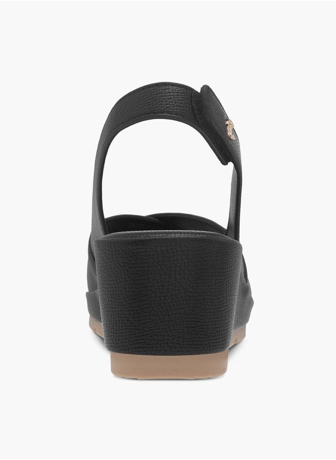 Le Confort Women Textured Slingback Sandals with Wedge Heels  - Image 5