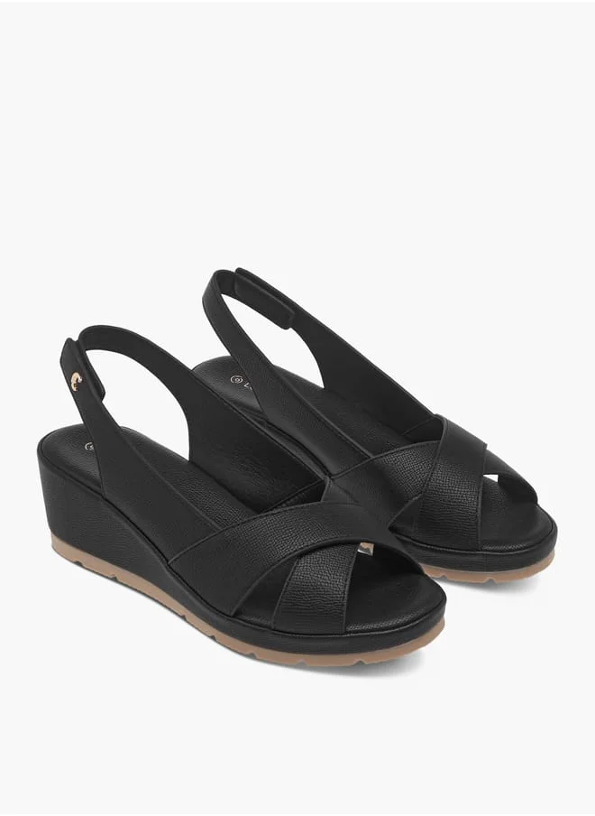 لو كونفورت Women Textured Slingback Sandals with Wedge Heels