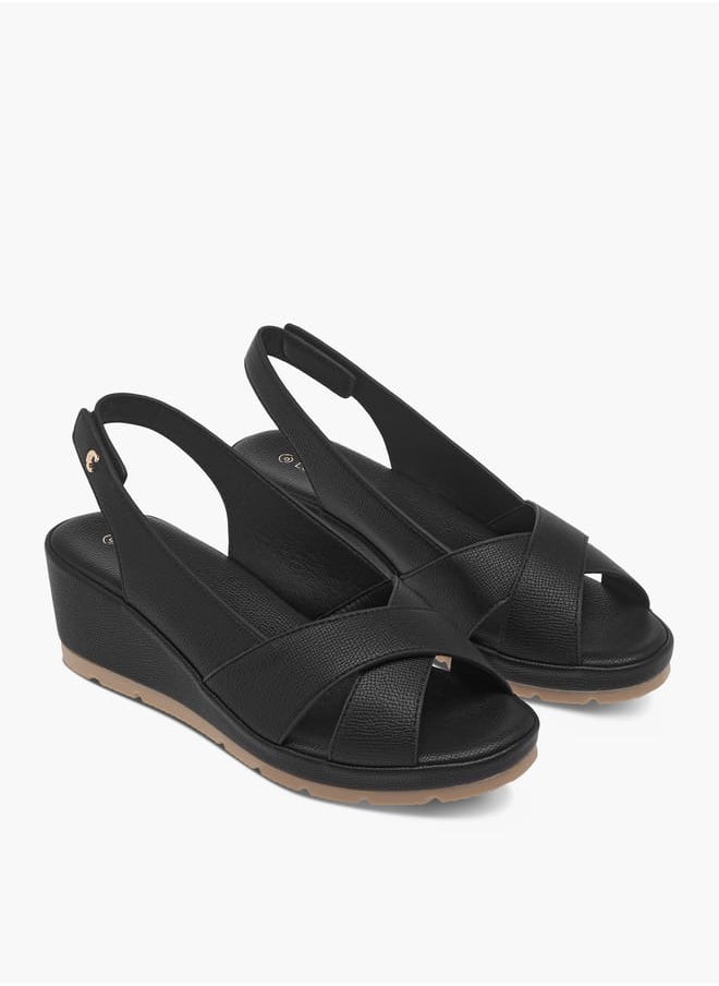 Le Confort Women Textured Slingback Sandals with Wedge Heels  - Image 1