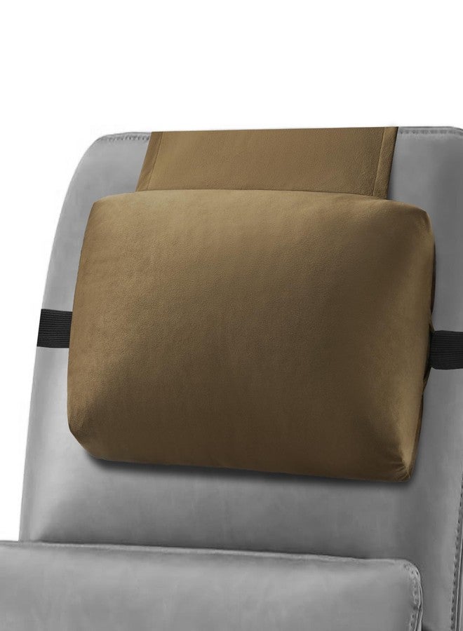 SofGlowly Head Recliner Pillow Adjustable Shredded Memory Foam Headrest Pillow for Recliners,Non-Slip Velvet Cushion for Pain Relief Neck Support Pillow for Travel Brown - Image 1