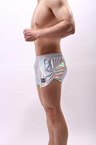 Swbreety Men's Shiny Metallic Boxer Shorts Sport Loose Swim Trunks Swimwear - Image 4