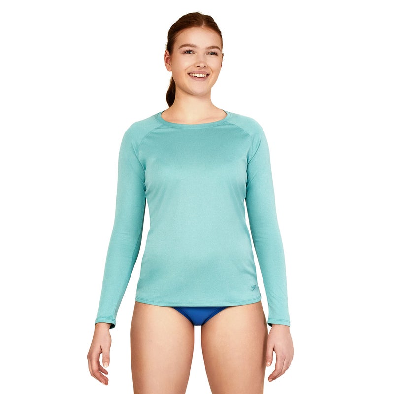 speedo قميص سباحة نسائي من سبيدو بأكمام طويلة للحماية من الأشعة فوق البنفسجية - Image 1