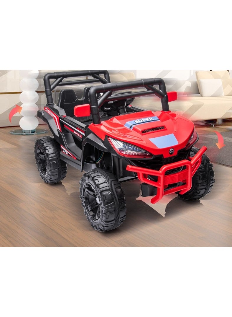 GOLD MANTIS 12V Kids Ride-On Off-Road Jeep | Battery-Powered Electric Car with Remote Control, LED Lights, Music Player & Dual Seat | Durable Kids SUV for Boys & Girls (Red) - Image 3