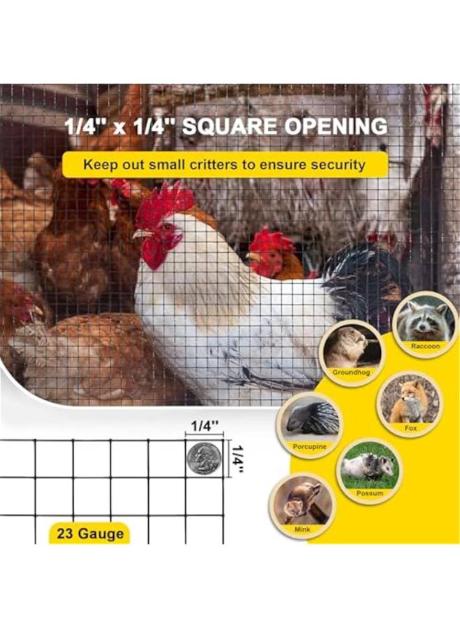 Arabest Black Hardware Cloth 4'' x 10' PVC Steel Vinyl Coated 1/4inch Galvanized Wire Mesh Roll (23GA) Chicken Wire Fence Roll, for coop Fences,Screen mesh, Rabbit/Snake Fences, Poultry enclosures, etc. - Image 3