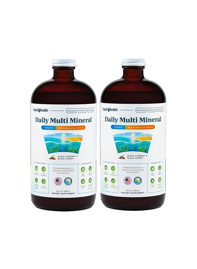LIQUIDHEALTH 32 Oz Daily Multi Mineral, Highly Absorbable Trace Mineral Supplement with Fulvic Acid, Plant-Based Ionic Minerals, Ocean Sea Minerals for Energy, Detox & Relaxation (2 Pack) - Image 1