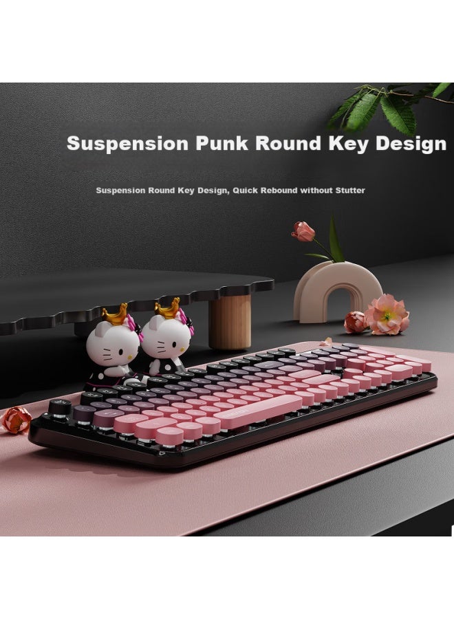 Eweadn V96 Stylish Punk Gradient Wireless Keyboard And Mouse Set, Genuine Mechanical Feel Keyboard And Mouse Set For Laptop, Film Keyboard, Blackberry Pink Gradient Wireless Keyboard And Mouse Set - Image 2