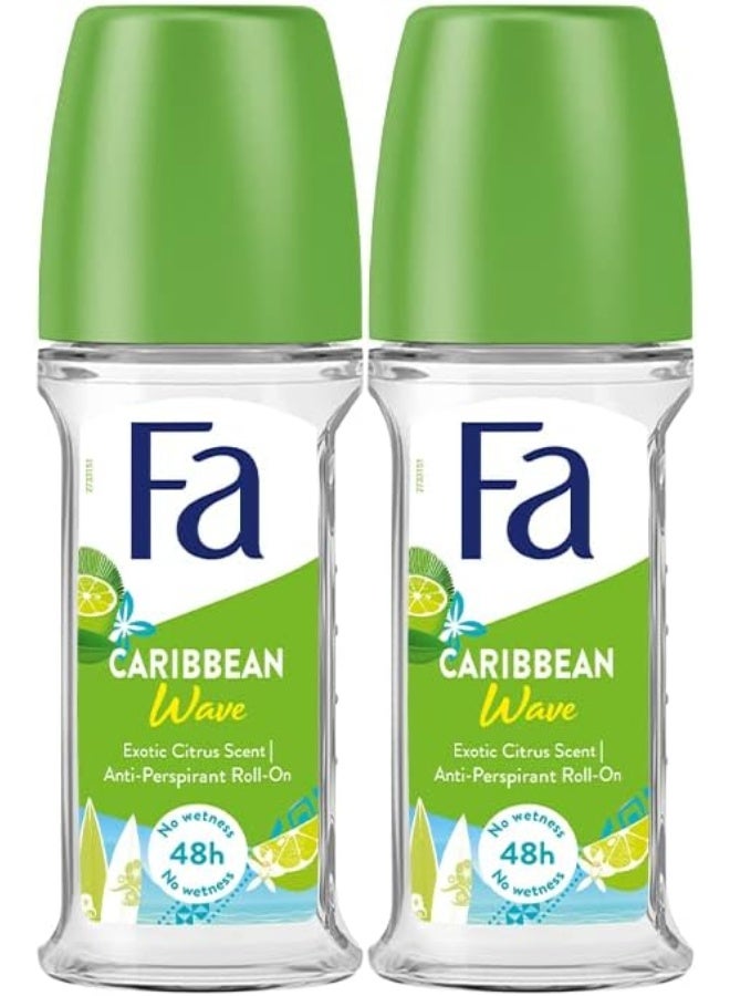 Fa فا رول أون ليمون الكاريبي 50 مل، عبوة من 2
