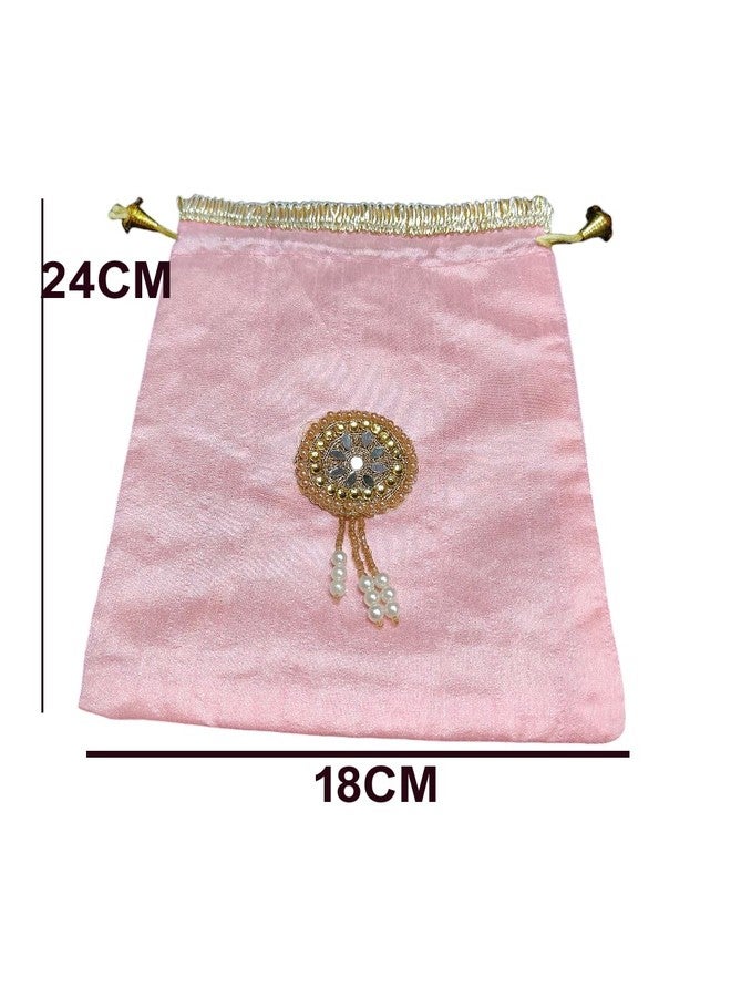 3A Featuretail 18 CM X 24 CM Fancy Design Drawstring Bags Pouches Potli for Gift Wedding Jewelry Packaging Bridal Party Favors for Women (Red, Set of 15pc) - Image 4