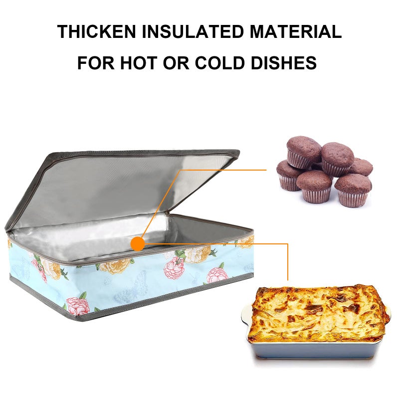 QEES Insulated Casserole Carriers for Hot or Cold Food,Casserole Dish Bag Carrying Case,Food Carrier Warmer Container Bag for Travel Picnic.Pioneer Woman Kitchen Stuff.Fits 9"x13" Baking Dish - Image 5