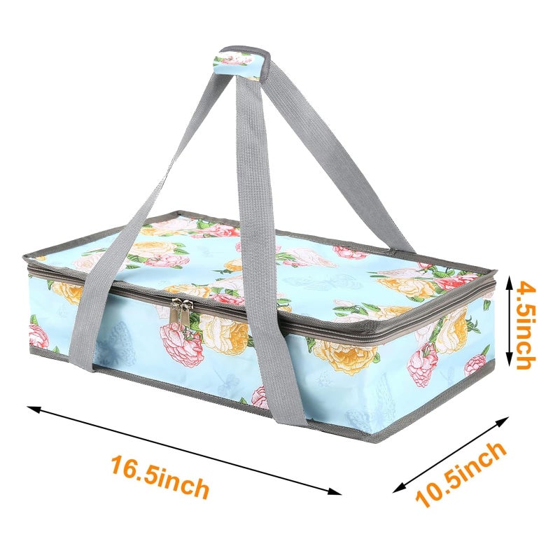 QEES Insulated Casserole Carriers for Hot or Cold Food,Casserole Dish Bag Carrying Case,Food Carrier Warmer Container Bag for Travel Picnic.Pioneer Woman Kitchen Stuff.Fits 9"x13" Baking Dish - Image 2